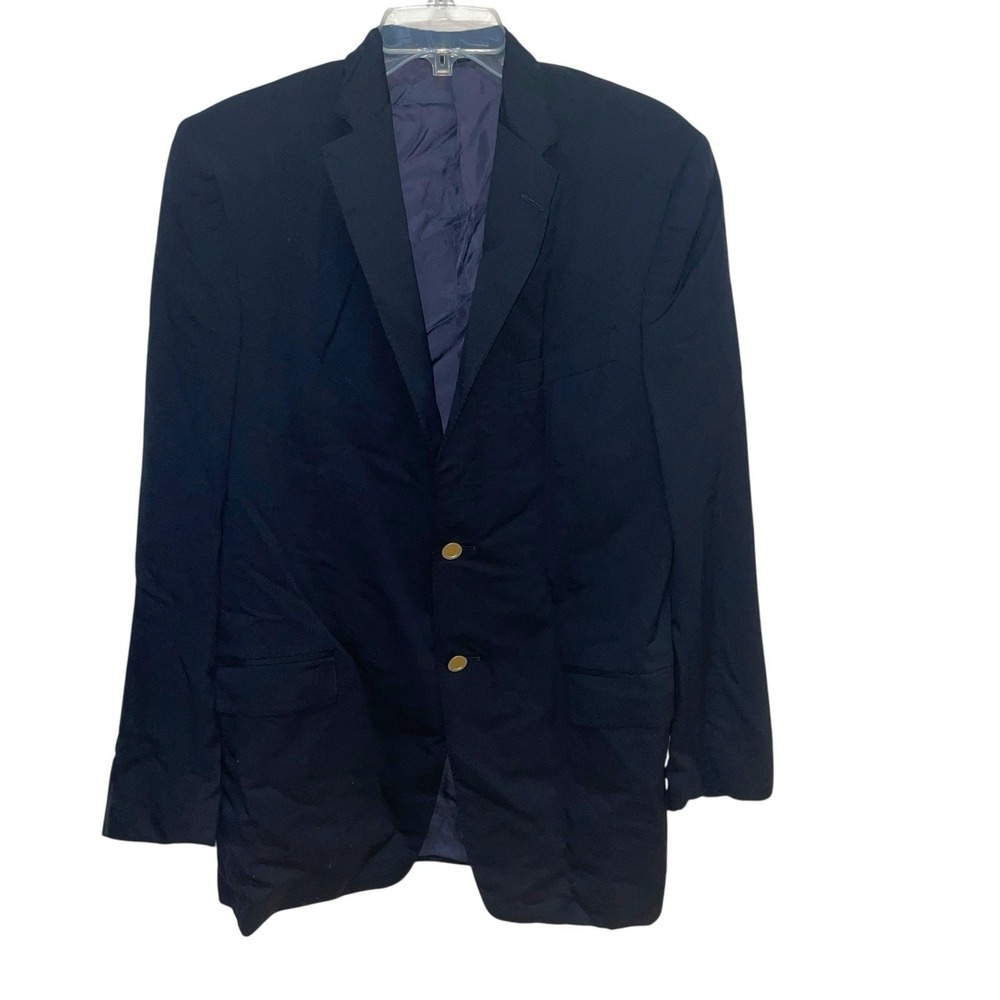 Ermenegildo Zegna Mens 52L Blue Wool Blazer Sport‎ Coat Italy 2 Button